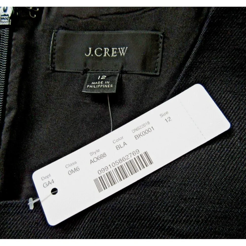 NWT J.Crew Resume Jumpsuit in Black Stretch Linen Belted Wide Leg 1-Piece 12 - Picture 4 of 6